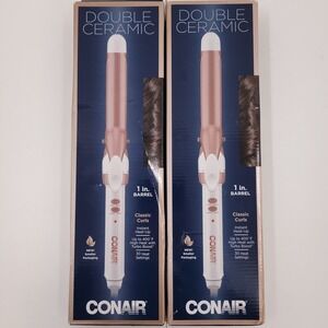 Conair Double Ceramic 1" Barrel Classic Curling Iron Set of 2 CD701GN *Open Box*